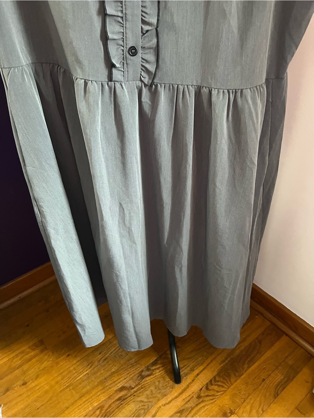 BloomChic aplus Size Gray Ruffle-Front Casual Dress - Picture 5 of 7